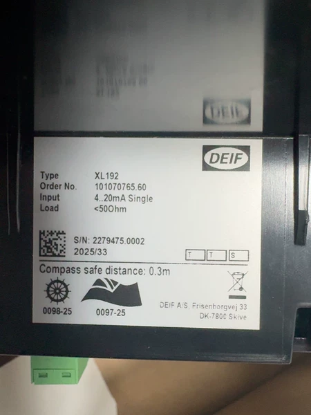 DEIF XL192 Model XL192 Input 4-2 Marine Spare Part