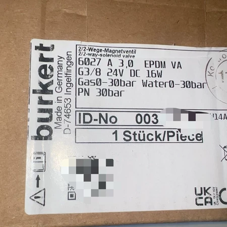 Burkert Solenoid Valve Model 6027 A 3.0 G3/8